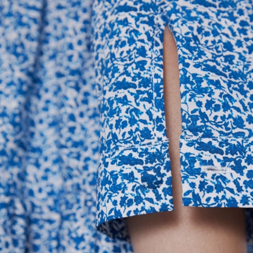 Zara blue floral print cotton dress - Picture 4 of 5